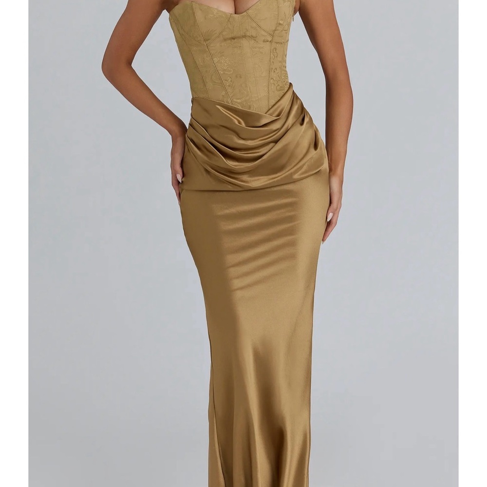 House of CB Gold Strapless Dress